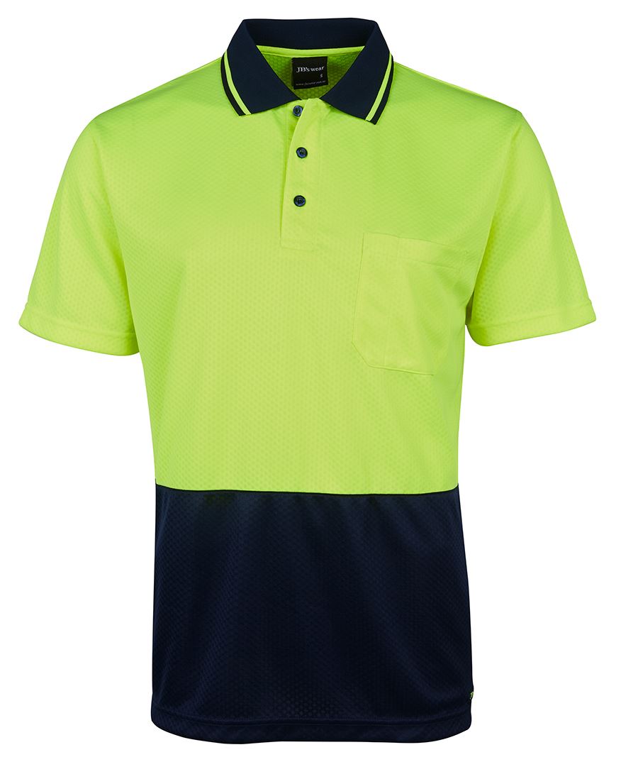 JB's Wear Hi-Vis Jacquard Non Cuff Polo Men's - Lime/Navy - Polos