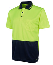 Load image into Gallery viewer, JB&#39;s Wear Hi-Vis Jacquard Non Cuff Polo Men&#39;s - Lime/Navy - Polos
