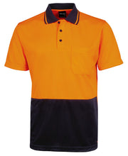 Load image into Gallery viewer, JB&#39;s Wear Hi-Vis Jacquard Non Cuff Polo Men&#39;s - Orange/Navy - Polos
