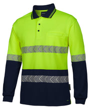 Load image into Gallery viewer, JB&#39;s Wear Men&#39;s Hi Vis Segmented Tape Long Sleeve Polo - Lime/Navy - Polos
