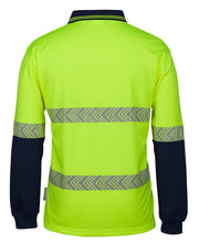 Load image into Gallery viewer, JB&#39;s Wear Men&#39;s Hi Vis Segmented Tape Long Sleeve Polo - Lime/Navy - Polos
