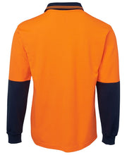 Load image into Gallery viewer, JB&#39;s Wear Men&#39;s Hi Vis Cotton Back Long Sleeve Polo - Orange/Navy - Polos
