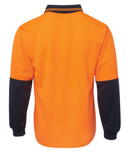 Load image into Gallery viewer, JB&#39;s Wear Men&#39;s Hi Vis Traditional Long Sleeve Polo - Orange/Navy - Polos
