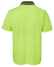 Load image into Gallery viewer, JB&#39;s Wear Men&#39;s Hi Vis Non Cuff Short Sleeve Cotton Back Polo - Lime/Navy - Polos
