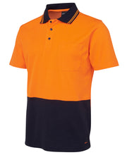 Load image into Gallery viewer, JB&#39;s Wear Men&#39;s Hi Vis Non Cuff Short Sleeve Cotton Back Polo - Orange/Navy - Polos
