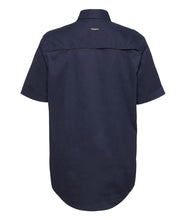 Load image into Gallery viewer, KingGee Men&#39;s Vented Closed Front Drill Short Sleeve Shirt - Navy - Shirts
