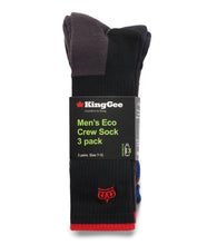 Load image into Gallery viewer, KingGee Men&#39;s Eco Crew Sock 3-Pack - Multi-Coloured - Socks
