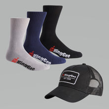 Load image into Gallery viewer, KingGee Unisex Cap And Sock Bundle - Multi - Headwear
