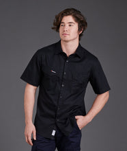 Load image into Gallery viewer, KingGee Men&#39;s Tradies Short Sleeve Shirt - Black - Shirts
