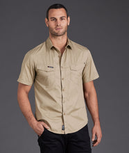 Load image into Gallery viewer, KingGee Men&#39;s Tradies Short Sleeve Shirt - Khaki - Shirts
