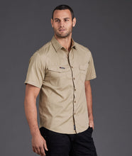 Load image into Gallery viewer, KingGee Men&#39;s Tradies Short Sleeve Shirt - Khaki - Shirts
