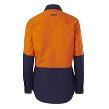 Load image into Gallery viewer, KingGee Women&#39;s Workcool Splice Long Sleeve Shirt - Orange/Navy - Shirts
