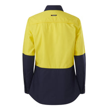 Load image into Gallery viewer, KingGee Women&#39;s Workcool Splice Long Sleeve Shirt - Yellow/Navy - Shirts
