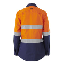 Load image into Gallery viewer, KingGee Women&#39;s Workcool Splice Reflective Long Sleeve Shirt - Orange/Navy - Shirts
