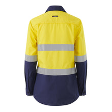 Load image into Gallery viewer, KingGee Women&#39;s Workcool Splice Reflective Long Sleeve Shirt - Yellow/Navy - Shirts
