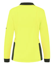 Load image into Gallery viewer, KingGee Women&#39;s Workcool Hyperfreeze Spliced Long Sleeve Polo - Yellow/Navy - Polos
