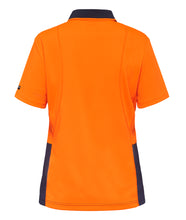 Load image into Gallery viewer, KingGee Women&#39;s Workcool Hyperfreeze Spliced Short Sleeve Polo - Orange/Navy - Polos
