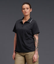 Load image into Gallery viewer, KingGee Women&#39;s Hyperfreeze Spliced Short Sleeve Polo - Black - Polos
