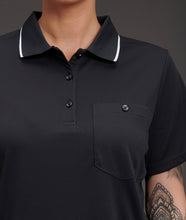 Load image into Gallery viewer, KingGee Women&#39;s Hyperfreeze Spliced Short Sleeve Polo - Black - Polos
