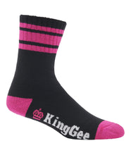 Load image into Gallery viewer, KingGee Women&#39;s Bamboo Work Sock - 3 Pack Women&#39;s - Black/Pink - Socks
