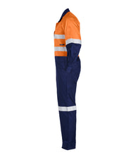 Load image into Gallery viewer, KingGee Men&#39;s Workcool 2 Reflective Spliced Combination Overall - Orange/Navy - Overalls
