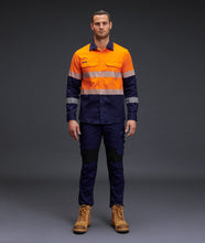 Load image into Gallery viewer, KingGee Men&#39;s Workcool Pro Bio Motion Long Sleeve Shirt - Orange/Navy - Shirts
