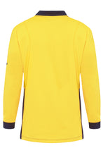 Load image into Gallery viewer, KingGee Men&#39;s Workcool Hyperfreeze Spliced Long Sleeve Polo - Yellow/Navy - Polos
