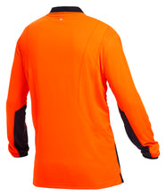 Load image into Gallery viewer, KingGee Men&#39;s Workcool Spliced Long Sleeve Polo - Orange/Navy - Polos
