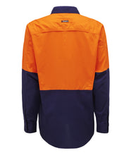 Load image into Gallery viewer, KingGee Men&#39;s Workcool 2 Spliced Long Sleeve Shirt - Orange/Navy - Shirts
