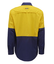 Load image into Gallery viewer, KingGee Men&#39;s Workcool 2 Spliced Long Sleeve Shirt - Yellow/Navy - Shirts
