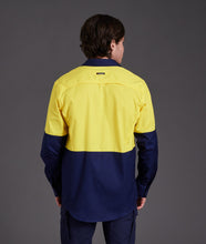 Load image into Gallery viewer, KingGee Men&#39;s Workcool 2 Spliced Long Sleeve Shirt - Yellow/Navy - Shirts
