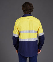 Load image into Gallery viewer, KingGee Men&#39;s Workcool 2 Hi Vis Reflective Spliced Long Sleeve Shirt - Yellow/Navy - Shirts
