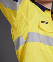 Load image into Gallery viewer, KingGee Men&#39;s Workcool 2 Hi Vis Reflective Spliced Long Sleeve Shirt - Yellow/Navy - Shirts
