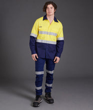 Load image into Gallery viewer, KingGee Men&#39;s Workcool 2 Hi Vis Reflective Spliced Long Sleeve Shirt - Yellow/Navy - Shirts
