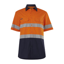 Load image into Gallery viewer, KingGee Men&#39;s Workcool Vented Spliced Shirt Taped S/S - Orange/Navy - Shirts
