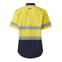 Load image into Gallery viewer, KingGee Men&#39;s Workcool Vented Spliced Shirt Taped S/S - Yellow/Navy - Shirts
