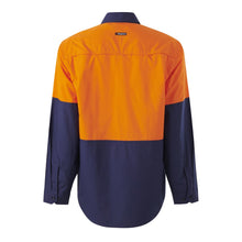 Load image into Gallery viewer, KingGee Men&#39;s Workcool Vented Spliced Shirt L/S - Orange/Navy - Shirts
