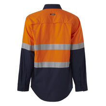 Load image into Gallery viewer, KingGee Men&#39;s Workcool Vented Spliced Shirt Taped L/S - Orange/Navy - Shirts
