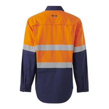 Load image into Gallery viewer, KingGee Men&#39;s Workcool Vented Closed Front Shirt Taped L/S - Orange/Navy - Shirts
