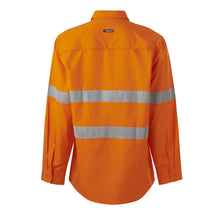 Load image into Gallery viewer, KingGee Men&#39;s Workcool Vented Closed Front Shirt Taped L/S - Orange - Shirts
