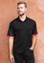 Load image into Gallery viewer, Biz Collection Men&#39;s Razor Polo - Black/Red - Polos
