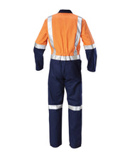 Load image into Gallery viewer, Hard Yakka Men&#39;s Foundations Hi Vis 2 Tone Cotton Drill Coverall with Tape - Orange/Navy - Overalls
