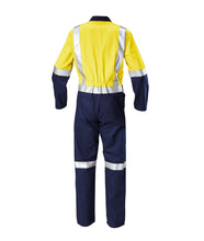 Load image into Gallery viewer, Hard Yakka Men&#39;s Foundations Hi Vis 2 Tone Cotton Drill Coverall with Tape - Yellow/Navy - Overalls
