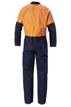 Load image into Gallery viewer, Hard Yakka Men&#39;s Foundations Hi Vis 2 Tone Cotton Drill Coverall - Orange/Navy - Overalls
