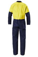 Load image into Gallery viewer, Hard Yakka Men&#39;s Foundations Hi Vis 2 Tone Cotton Drill Coverall - Yellow/Navy - Overalls
