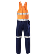 Load image into Gallery viewer, Hard Yakka Men&#39;s Foundations 2 Tone Cotton Drill Action Back Overall with Tape - Orange/Navy - Overalls
