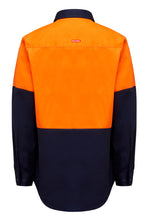 Load image into Gallery viewer, Hard Yakka Men&#39;s Core Hi Vis Long Sleeve Heavyweight 2 Tone Shirt - Orange/Navy - Shirts
