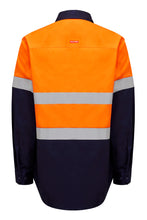 Load image into Gallery viewer, Hard Yakka Men&#39;s Core Hi Vis Long Sleeve Heavyweight Closed Front Taped Shirt - Orange/Navy - Shirts
