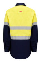 Load image into Gallery viewer, Hard Yakka Men&#39;s Core Hi Vis Long Sleeve Heavyweight Closed Front Taped Shirt - Yellow/Navy - Shirts
