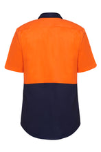 Load image into Gallery viewer, Hard Yakka Men's Core Hi Vis 2 Tone Lightweight Vented Shirt - Orange/Navy - Shirts
